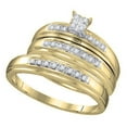 thumbnail image 1 of 0.25 Carat (ctw) 14K Yellow Gold Round Cut Diamond Men And Women's Engagement Ring Trio Bridal Set 1/4 CT, 1 of 1