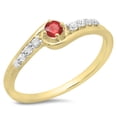 thumbnail image 1 of 0.25 Carat (ctw) 14K Yellow Gold Round Cut Ruby & White Diamond Ladies Bridal Twisted Wave Promise Engagement Ring 1/4 C, 1 of 1