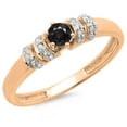 thumbnail image 1 of 0.25 Carat (ctw) 18K Rose Gold Round Black & White Diamond Ladies Bridal Unique Engagement Ring 1/4 CT, 1 of 1