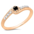 thumbnail image 1 of 0.25 Carat (ctw) 18K Rose Gold Round Cut Black & White Diamond Ladies Bridal Twisted Wave Promise Engagement Ring 1/4 CT, 1 of 1