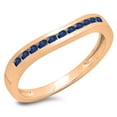 thumbnail image 1 of 0.25 Carat (ctw) 18K Rose Gold Round Cut Blue Sapphire Ladies Anniversary Wedding Band Stackable Ring 1/4 CT, 1 of 1