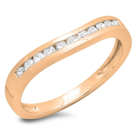0.25 Carat (ctw) 18K Rose Gold Round Cut Diamond Ladies Anniversary Wedding Band Stackable Ring 1/4 CT