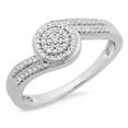 thumbnail image 1 of 0.25 Carat (ctw) 18K White Gold Round Cut Diamond Ladies Twisted Swirl Cluster Engagement Ring 1/4 CT, 1 of 1