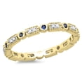 thumbnail image 1 of 0.25 Carat (ctw) 18K Yellow Gold Round Blue Sapphire And White Diamond Ladies Vintage Style Anniversary Wedding Eternity, 1 of 1