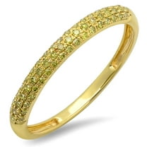 0.25 Carat (ctw) 18k Yellow Gold Round Yellow Diamond Ladies Pave Wedding Band Stackable Ring 1/4 CT