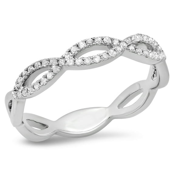 0.25 Carat (ctw) 925 Sterling Silver Round Diamond Ladies Infinity Crossover Swirl Wedding Band 1/4 CT