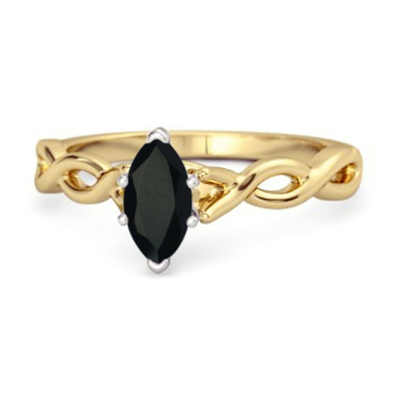 0.25 Ct Black Spinel 925 Sterling Silver Gold Vermeil August Birthstone Engagement Women Valentines Day Gifts Ring
