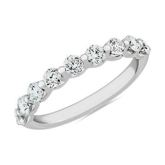 0.25 Ct Brilliant Round Cut Natural Diamond Round Engagement Eternity Band for her Solid 18K White Gold Size 5.5