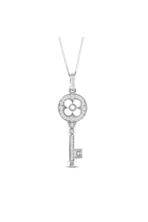 0.25 Ct. Diamond 14K Gold Key Pendant With 16 in. Gold Chain