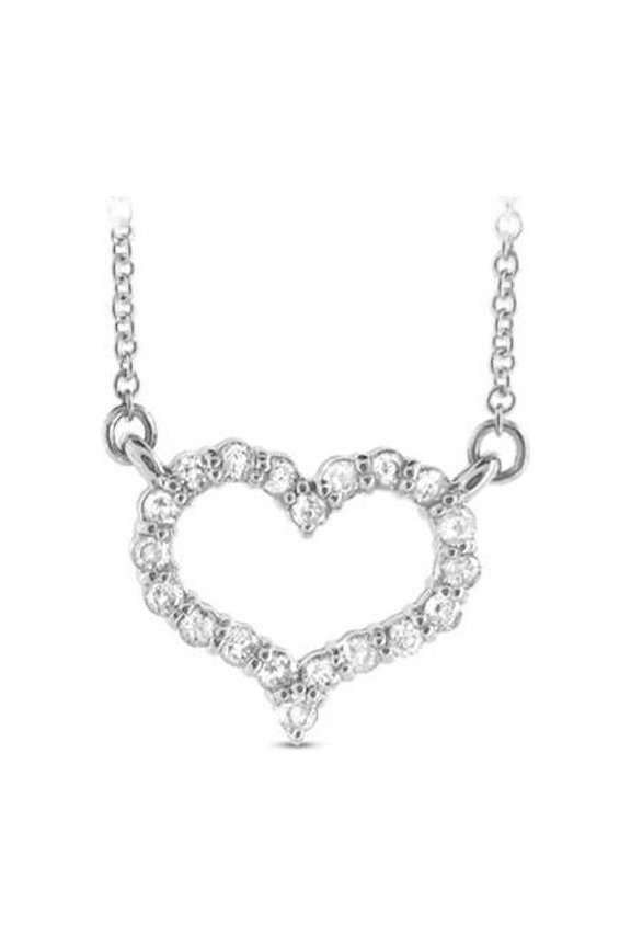0.25 Ct. Diamond Heart Shape Pendant Shared Prong Setting 14K Gold With 16 in. Chain