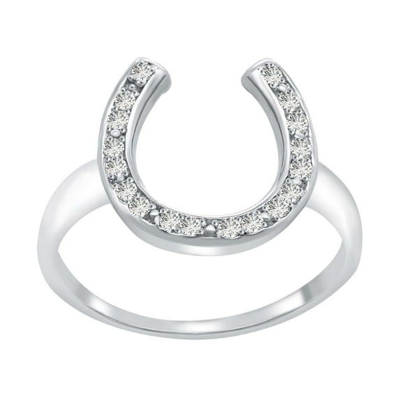 0.25 Ct. Diamond Horse Shoe ring In 10K Solid Rose, White & Yellow Gold