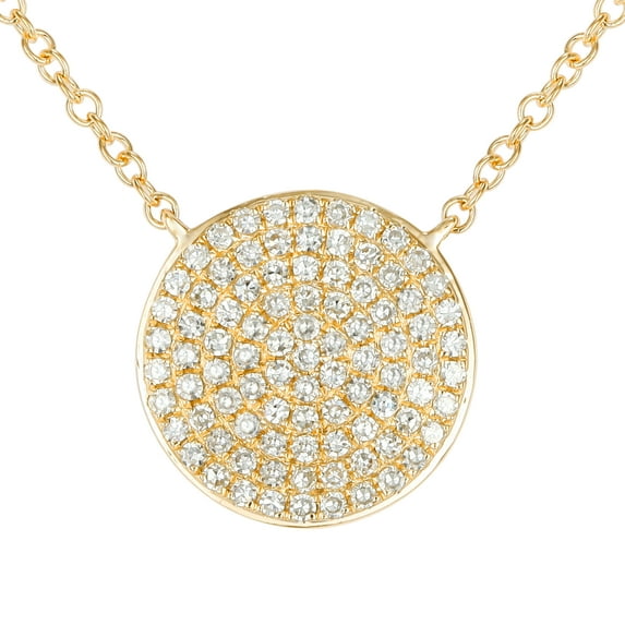 0.25 Ct Genuine Diamond Round Pendant 14k Yellow Gold Thin Chain Necklace Jewelry For Women