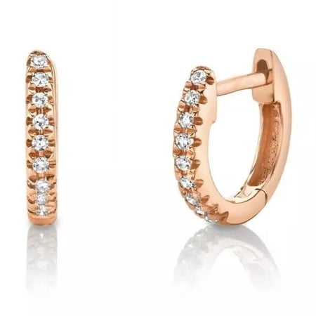 0.25 Ct Round Cut Cubic Zirconia Helix Small Hoop Lobe Huggie Earrings 14K Rose Gold Plated