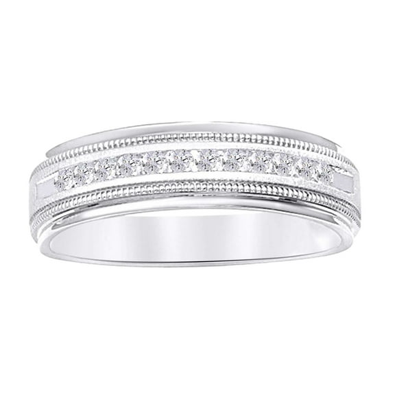 AFFY (0.25 Cttw) Round Cut White Natural Diamond Engagement Wedding Band Ring In 14K Solid White Gold