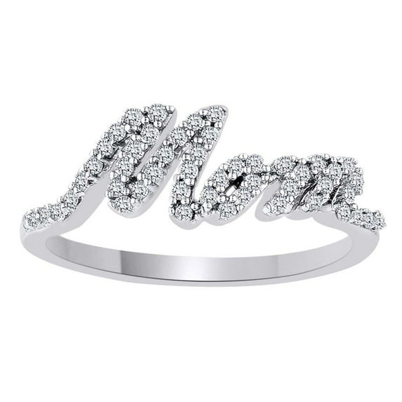 AFFY 0.25 Cttw Round Cut White Natural Diamond Mom Solitaire Ring In 10K Solid White Gold-4.5