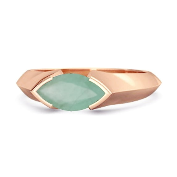 Mooneye 0.25 Ctw Marquise Emerald 925 Sterling Silver Rose Vermeil Engagement Women Ring
