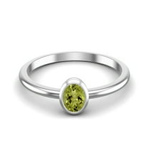 0.25 Ctw Oval Peridot 925 Sterling Silver Solitaire Valentines Day Gifts Ring