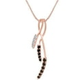 thumbnail image 1 of AFFY 0.25 Ctw Round Simulated Brown,Black & White Natural Diamond Ribbon Pendant Necklace 14k Solid Rose Gold, 1 of 1