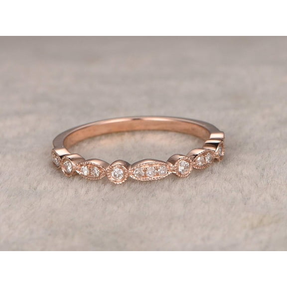 0.25 Half Eternity Wedding Ring Beautiful Wedding Ring Band With 18K Rose Gold Plating, Promise Ring, Anniversary Gift