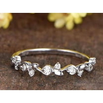 0.25 Moissanite wedding band half eternity band floral band anniversary ring Deco stacking band with 18k Gold Plating