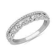 DIAMOND-CAPITALS 0.25 T.C.W Beautiful Round Natural Diamond Eternity Band for Engagement Solid 14K White Gold Size 7