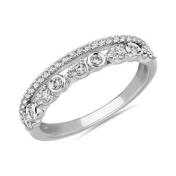 0.25 T.C.W Beautiful Round Natural Diamond Eternity Band for Engagement Solid 14K White Gold Size 7