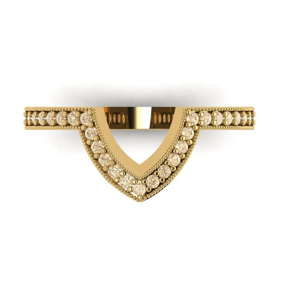 0.25 ct Brilliant Round Cut Natural Morganite 18K Yellow Gold Stackable Band SZ 8.75