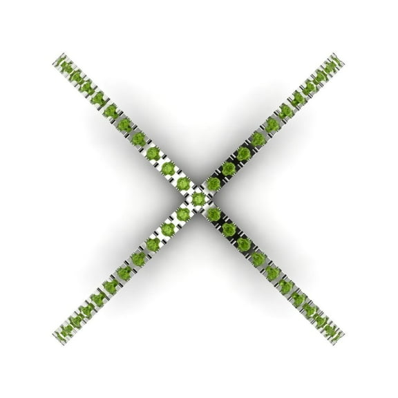 0.245 ct Round Cut Natural Peridot Statement 14K White Gold Womens Engagement Ring