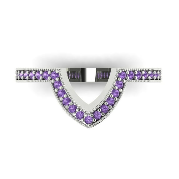 0.25 ct Brilliant Round Cut Simulated Alexandrite 18K White Gold Stackable Band SZ 10