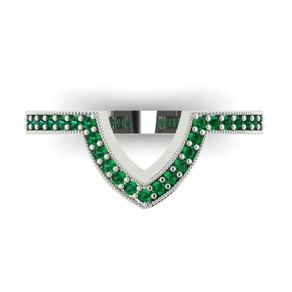 0.25 ct Brilliant Round Cut Simulated Emerald 18K White Gold Stackable Band SZ 4