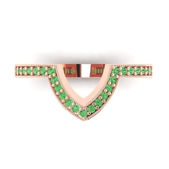 0.25 ct Brilliant Round Cut Simulated Green Diamond 14k Rose Gold Stackable Band SZ 3.75