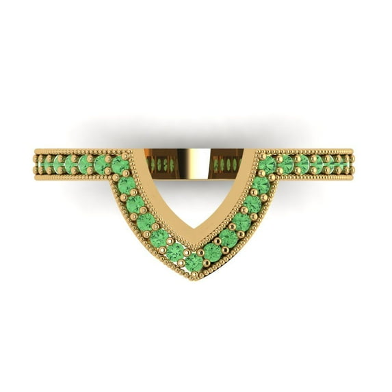 0.25 ct Brilliant Round Cut Simulated Green Diamond 18K Yellow Gold Stackable Band SZ 6.5