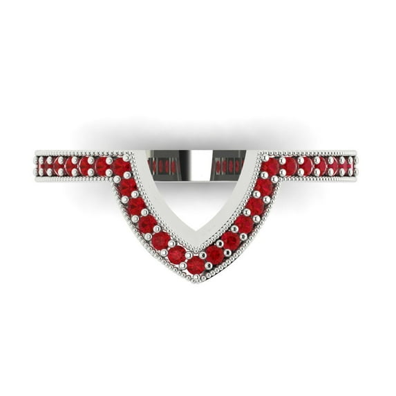 0.25 ct Brilliant Round Cut Simulated Pink Tourmaline 18K White Gold Stackable Band SZ 7.25
