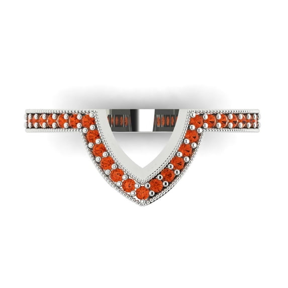 0.25 ct Brilliant Round Cut Simulated Red Diamond 14k White Gold Stackable Band SZ 10