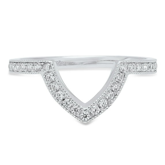 0.25 ct Brilliant Round Cut Synthetic Moissanite 14k White Gold Stackable Band SZ 10.5