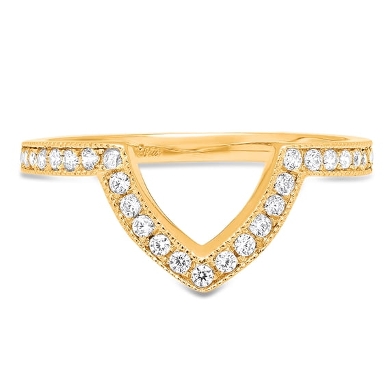 0.25 ct Brilliant Round Cut Synthetic Moissanite 14k Yellow Gold Stackable Band SZ 9
