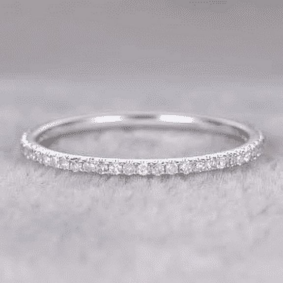 0.25 ct Solid Semi Eternity White Gold Wedding Band with Real Moissanite Diamonds