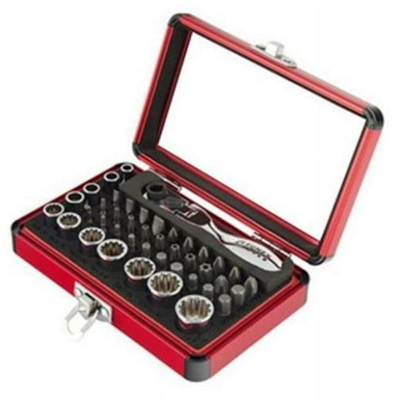 0.25 in. Dr Mini Dual Flex Head Ratchet with Socket & Bit - 44 Piece