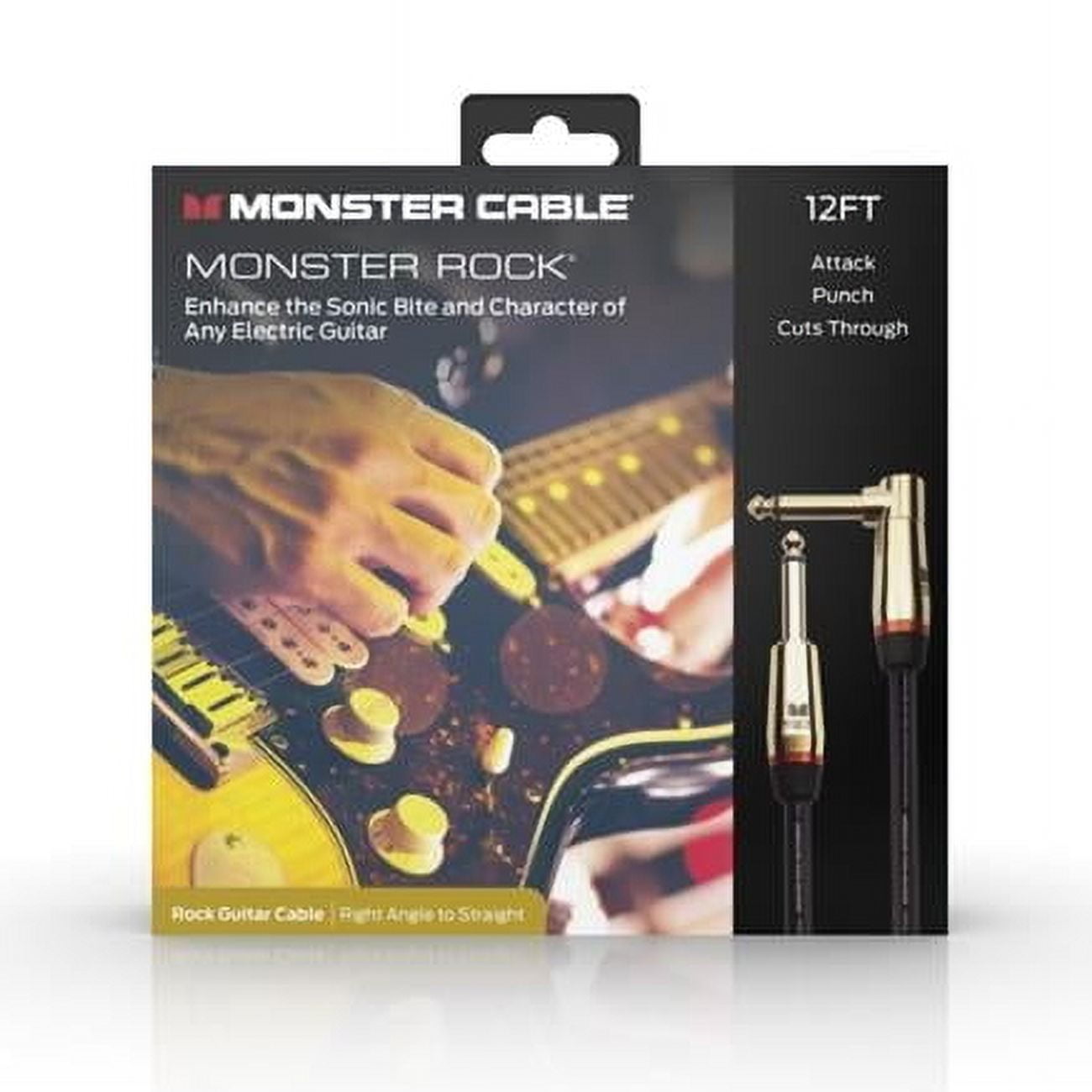 0.25 in. Monster 600541-00 Prolink Rock Instrument Cable with 12 ft. Right Angle to Straight