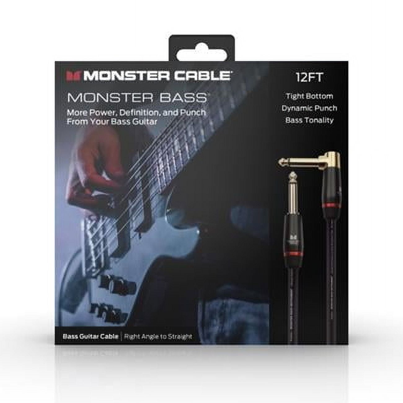 0.25 in. Monster 600549-00 Prolink Monster Bass Instrument Cable with 12 ft. Right Angle to Straight