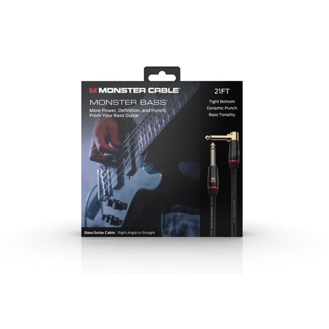 0.25 in. Monster 600551-00 Prolink Monster Bass Instrument Cable with 21 ft. Right Angle to Straight