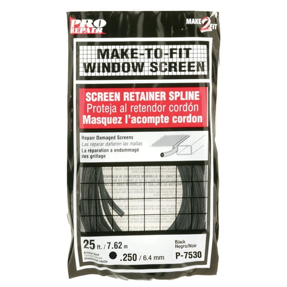 0.25 in. x 25 ft. Roll Black Spline