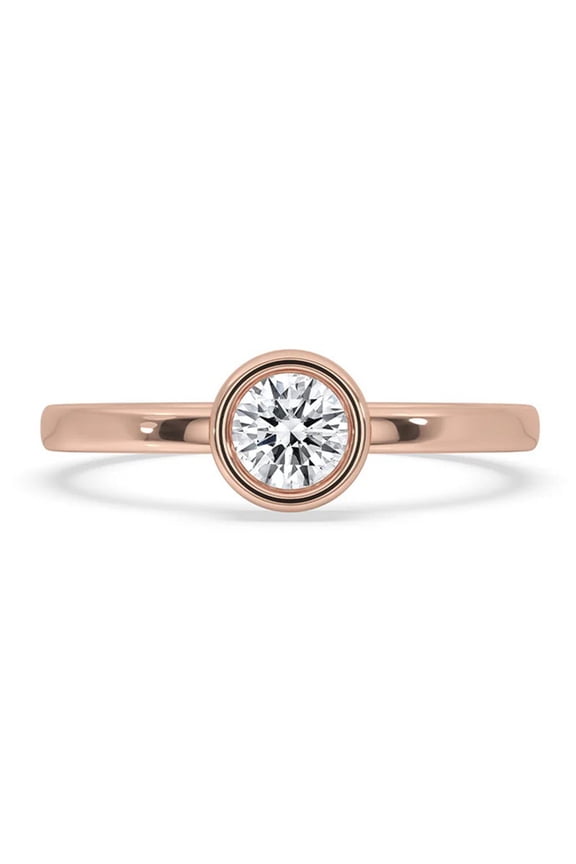 0.25 to 3 Carat Round Brilliant E VS1 Lab Grown Diamond Bezel Solitaire Ring