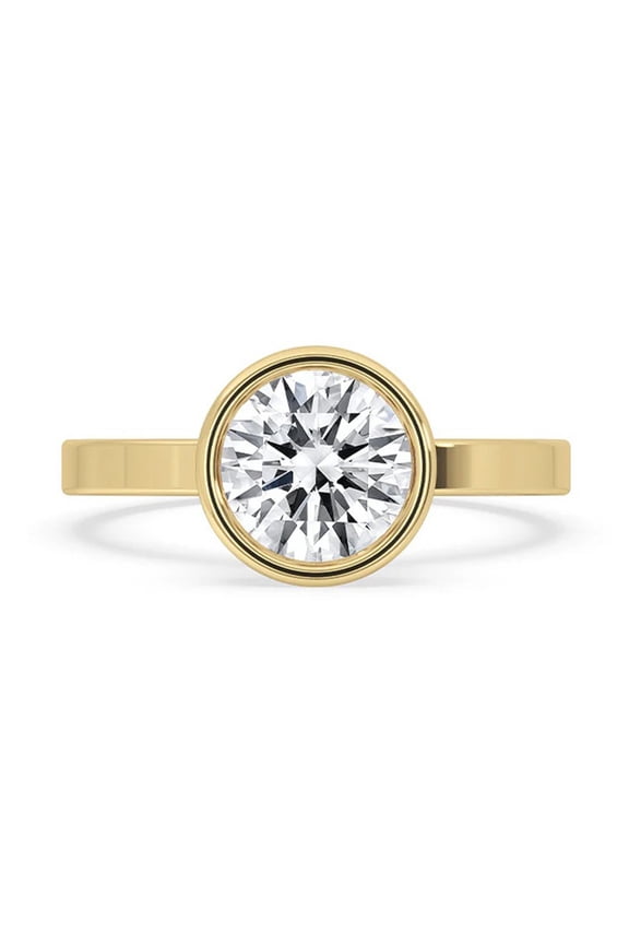 0.25 to 3 Carat Round Brilliant E VS1 Lab Grown Diamond Bezel Solitaire Ring