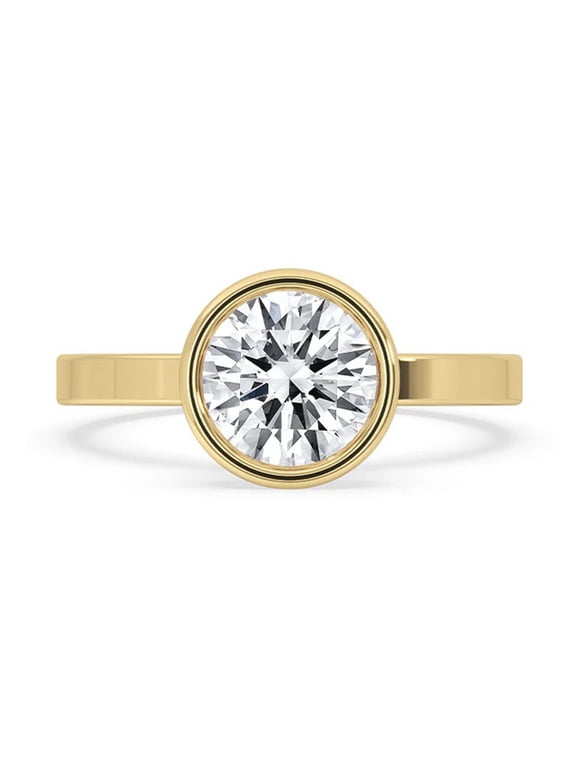 0.25 to 3 Carat Round Brilliant E VS1 Lab Grown Diamond Bezel Solitaire Ring