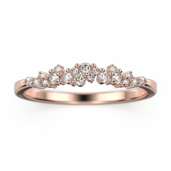 0.25Ct Aurora Diamond Moissanite 18K Rose Gold Over Silver Wedding Band
