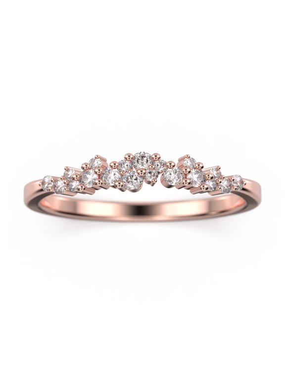0.25Ct Aurora Diamond Moissanite 18K Rose Gold Over Silver Wedding Band