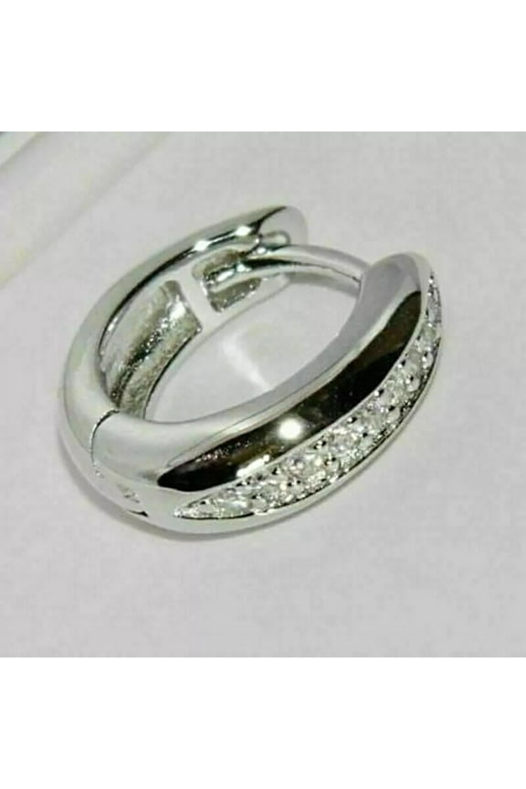 0.25Ct Round Cut Moissanite Men's Huggie Hoop Single Earring 14k White Gold Plated