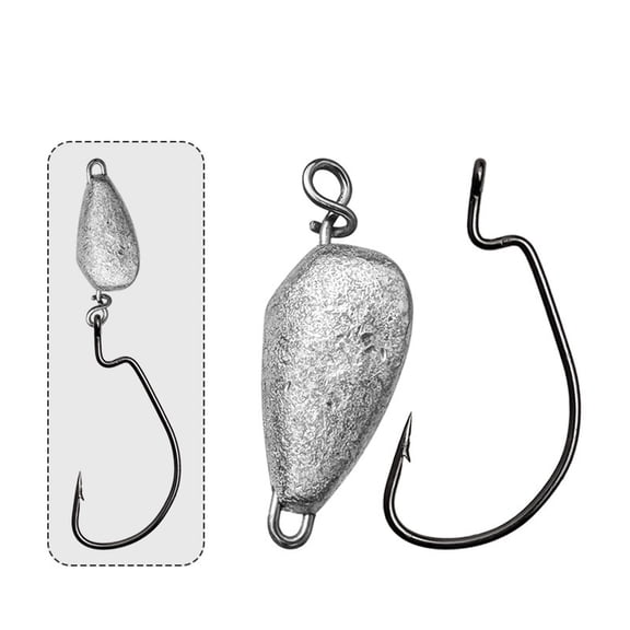 0.25Oz Quick-Clip Jig Head & Wide Gap Offset Hook Pack Of 2, Enhanced Swing Weedless Fishing Hooks With Weighted Lead, Ideal For Freshwater & Saltwater Fishing, Targeting Bass &
