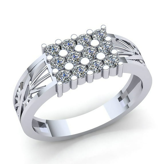 0.25carat Round Brilliant Cut Mens Cluster Fancy Engagement Anniversary Ring Solid 18K Rose, White or Yellow Gold F VS1